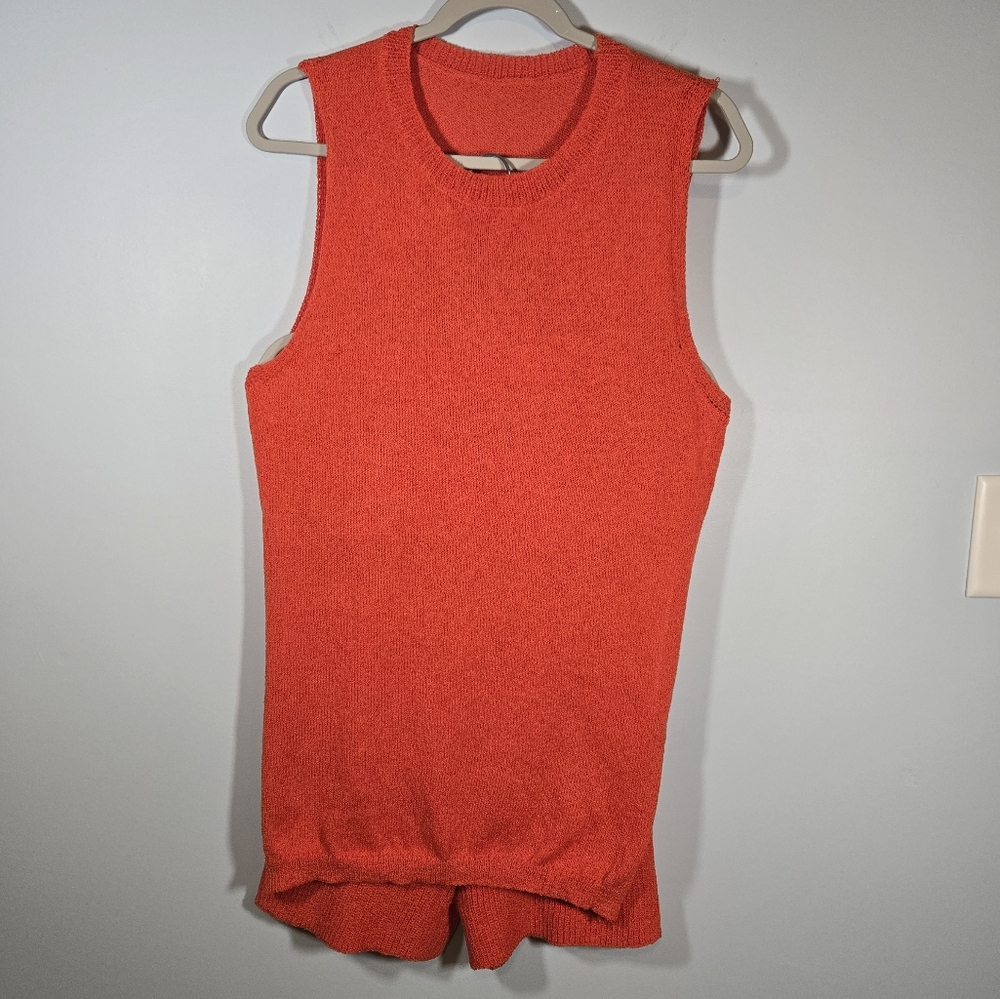 Orange Knit Shorts & Sleeveless Top Set‎ Medium Viscose Summer Outfit